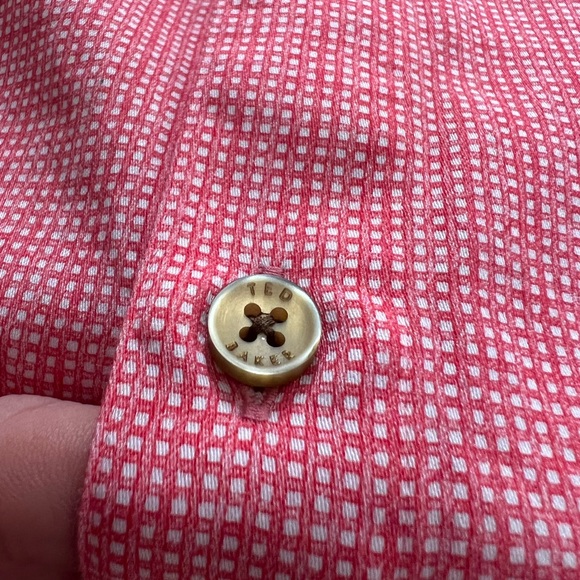 Like New Ted Baker Sz XL Casual Short Sleeve Red Gingham Check Button Down Shirt - Picture 3 of 9